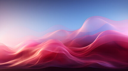 Simple elegant background wallpaper. Wave flow of silky misty pink, fuchsia and blue tones.  - obrazy, fototapety, plakaty