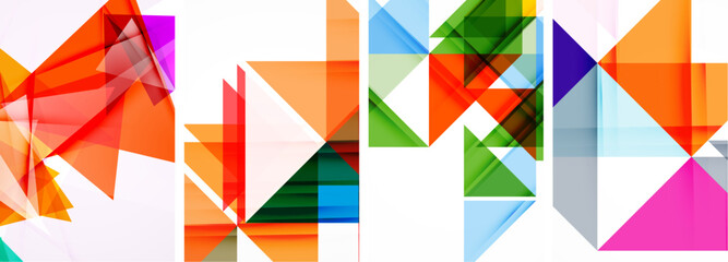 Set of abstract random triangle composition backgrounds. Vector illustration for for wallpaper, business card, cover, poster, banner, brochure, header, website