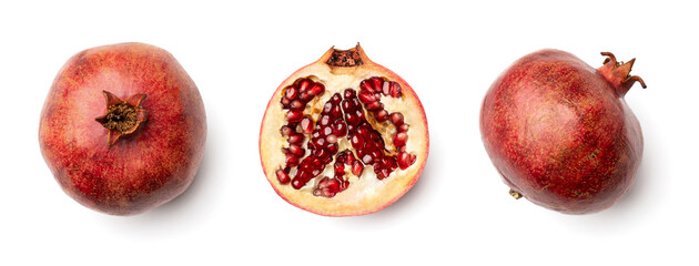 Pomegranate collection isolated on white