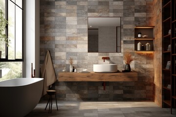Elegant, softtextured ceramic tiles for bathroom and kitchen. - obrazy, fototapety, plakaty