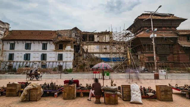 Kathmandu, Durbar Square, 4K, Timelapse, Post-Earthquake, Cultural Restoration