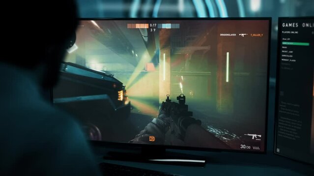 Gamer Achieves Victory In Online Esports Tournament By Defusing Explosives. Gamer Shoots Enemy Team Players In Online Esports Video Game. Gamer Wins. Online Esports Match. Weapons. Tactical Shooter