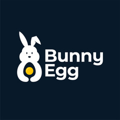 BUNNY EGG LOGO VECTOR ICON ILLUSTRATION