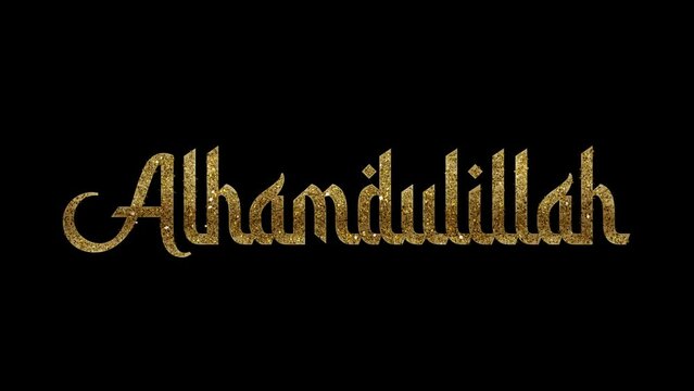 Alhamdulillah Animation Text in Gold Color. Great for video introduction 4K Footage and use as a card for the celebration in Muslim community.
