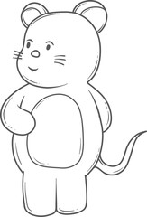 cute mouse chinesse new year outline