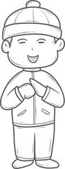 Chinese new year children outline