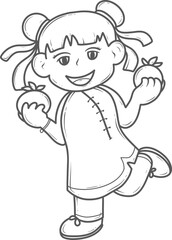 Chinese new year children outline