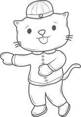 Chinese new year cat outline