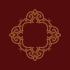 Baroque Design Element or Ornament with gold color on red background