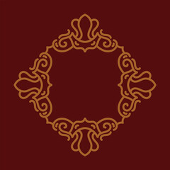 Baroque Design Element or Ornament with gold color on red background