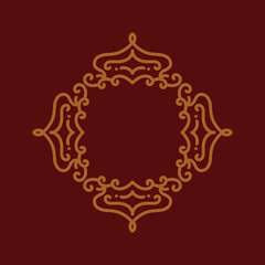 Baroque Design Element or Ornament with gold color on red background