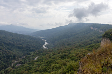 Morning in the highlands, waking up in nature on a cloudy summer day