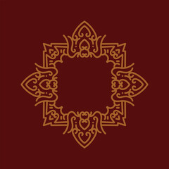 Baroque Design Element or Ornament with gold color on red background