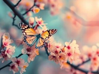 butterfly perched on a blossom, in the style of photorealistic fantasies