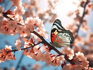 butterfly perched on a blossom, in the style of photorealistic fantasies
