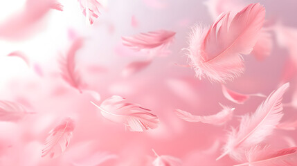 Falling Pink feather Abstract background texture.  - obrazy, fototapety, plakaty