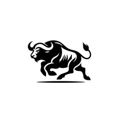 Professional Vector Logo of a Charging Buffalo. Powerful Symbol of Strength and Resilience for Corporate Branding, Financial Services, and Marketing. Striking and Versatile logo on a white Background.