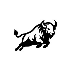 Professional Vector Logo of a Charging Buffalo. Powerful Symbol of Strength and Resilience for Corporate Branding, Financial Services, and Marketing. Striking and Versatile logo on a white Background.