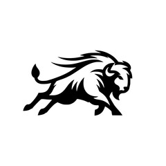 Professional Vector Logo of a Charging Buffalo. Powerful Symbol of Strength and Resilience for Corporate Branding, Financial Services, and Marketing. Striking and Versatile logo on a white Background.