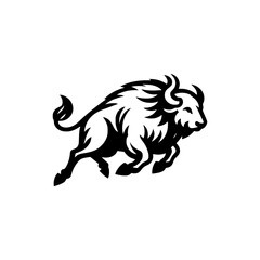 Professional Vector Logo of a Charging Buffalo. Powerful Symbol of Strength and Resilience for Corporate Branding, Financial Services, and Marketing. Striking and Versatile logo on a white Background.