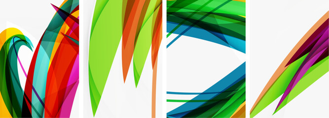 Colorful wave lines poster set for wallpaper, business card, cover, poster, banner, brochure, header, website