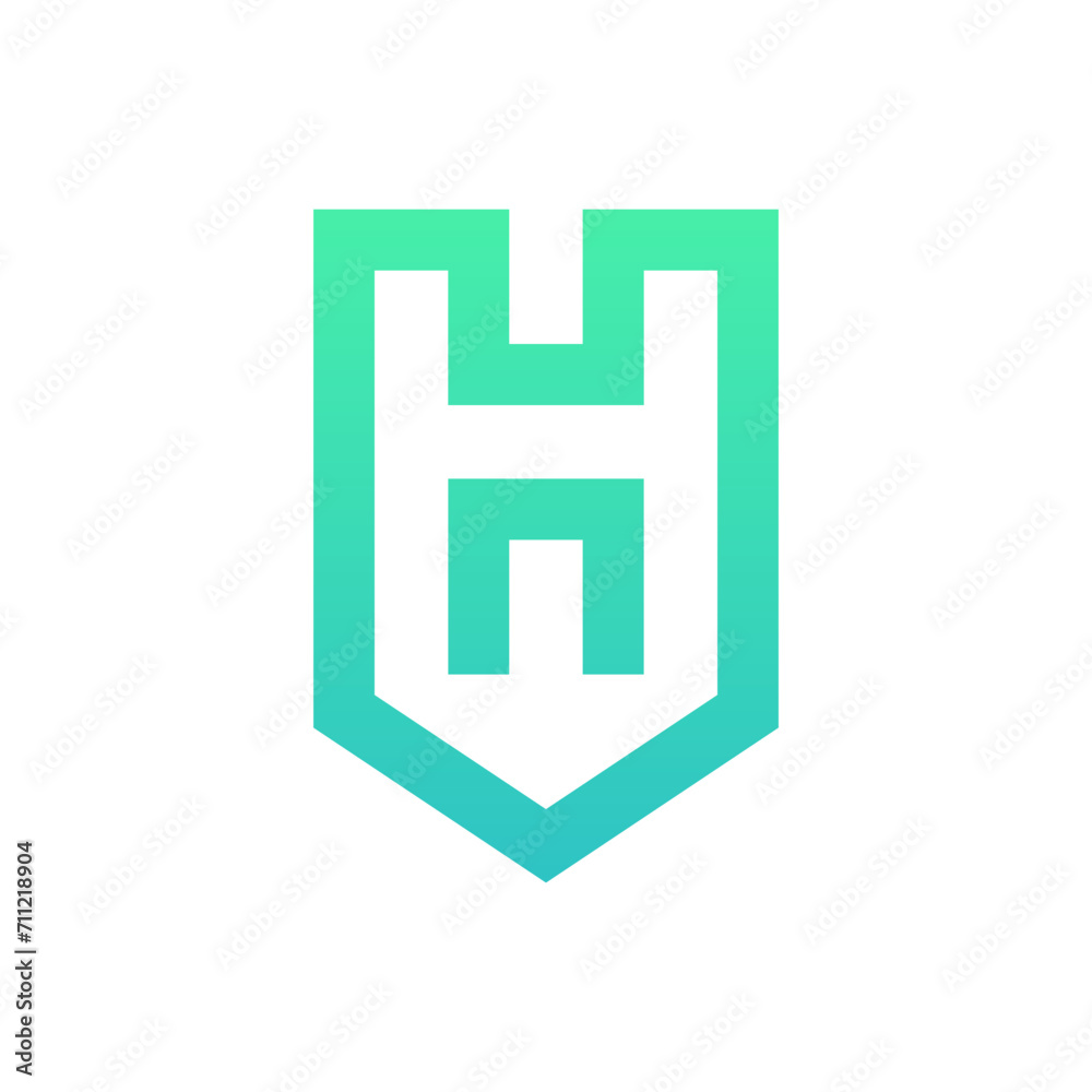 Wall mural Letter H shield simple modern gradient logo