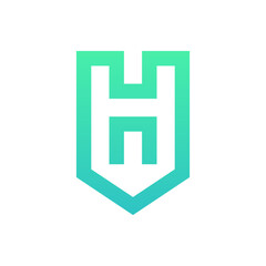 Fototapeta premium Letter H shield simple modern gradient logo