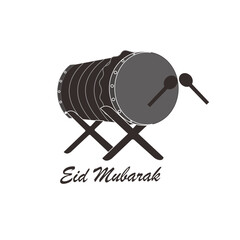 Illustration of a silhouette of an Eid drum with its beater