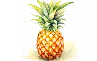 watercolor style pineapple fruit, on white background. generative ai