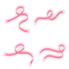 pink color ribbon set vector illustration design