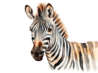 Watercolor Painting, Zebra Head, Wildlife Artwork, Black and White