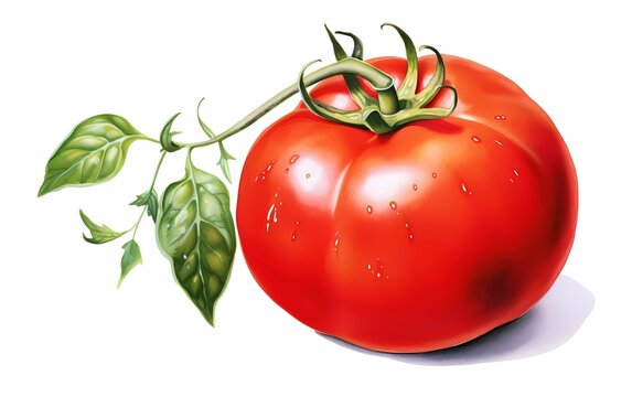 watercolor style tomato fruit, on white background. generative ai