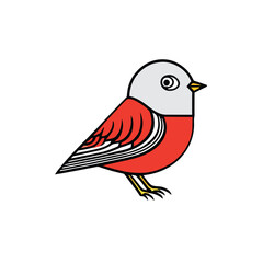 Cute little bird isolated on a white background. Vector illustration.