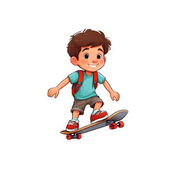 Boy child playing skateboard