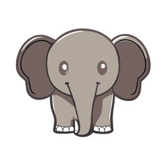 Cute elephant cartoon flat color icon on white background for web design