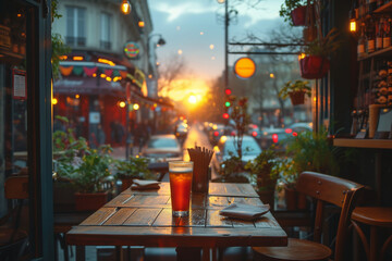 Boire un verre en terrasse à Paris après le travail - obrazy, fototapety, plakaty