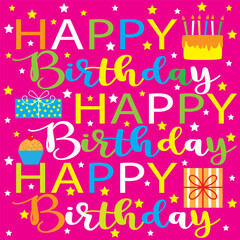 Happy birthday card with birthday card and present