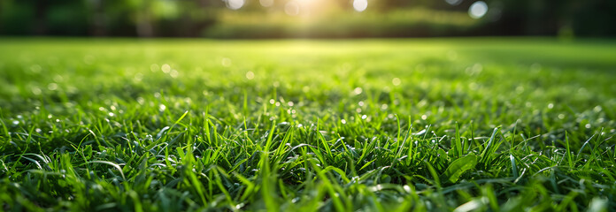 Close up green grass texture background view. copy space. 	
