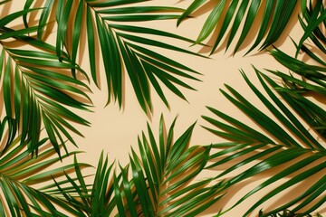 Leaves frame background. Tropical leaf palm border