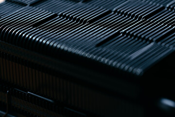 Cooler fan grille of computer power supply close up
