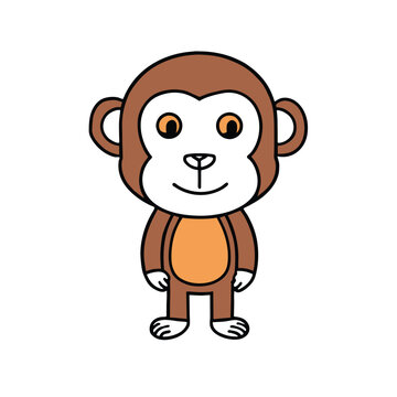 Monkey cartoon icon. Animal cute and creature theme. Isolated design. Vector illustration