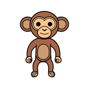 Monkey cartoon icon. Animal cute and creature theme. Isolated design. Vector illustration