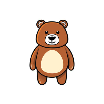 Vector illustration of a cute cartoon bear isolated on white background.