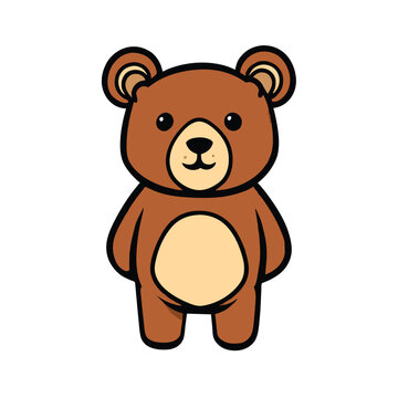 Vector illustration of a cute cartoon bear isolated on white background.