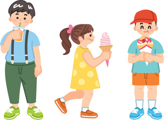 スイーツを食べる子供のイラスト素材
