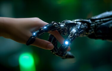 Human finger and Robot Finger created with Generative AI Technology, ai, generative