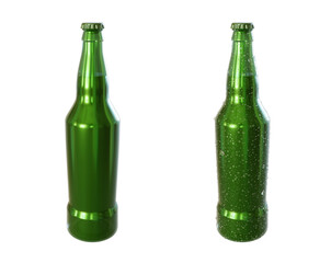 Green beer bottles isolated on white background. 3d-rendering