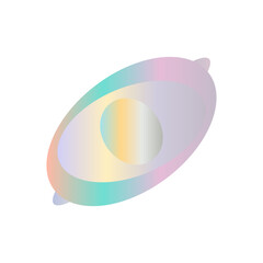 An abstract cut out transparent iridescent oval gradient shape pattern design element.