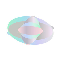 An abstract cut out transparent iridescent oval gradient shape pattern design element.