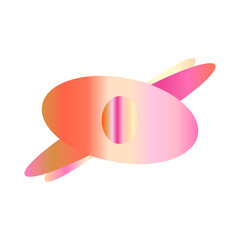 An abstract cut out transparent iridescent oval gradient shape pattern design element.